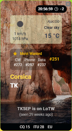 HamDXMAp Popup with DST clock